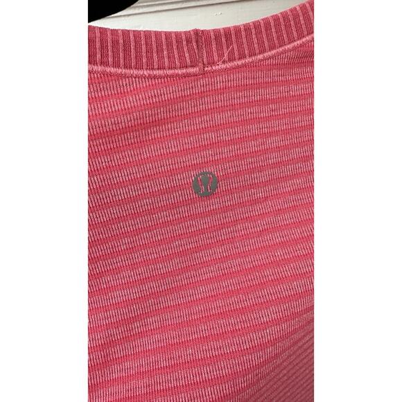 Lululemon Swiftly Top Long Sleeve Pink Striped Thumb Holes Size 6 - Picture 3 of 5